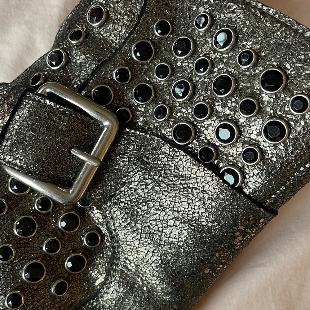 VERU CUOIO ITALIAN, Black Studded High Heel Ankle Boots. Size 36